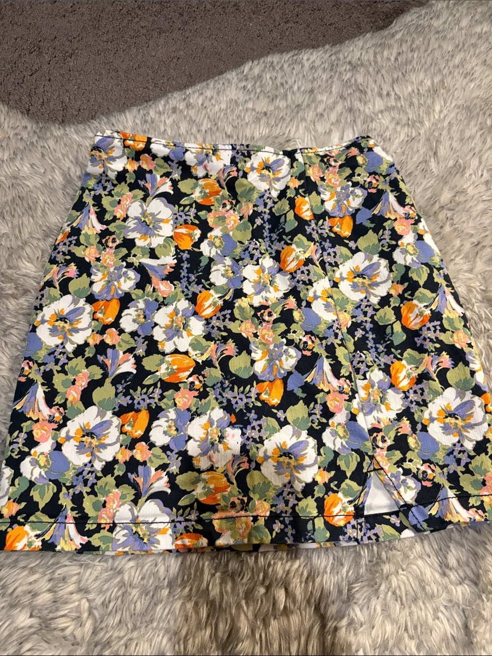 Floral Mini Skirt - Black/Multicolor